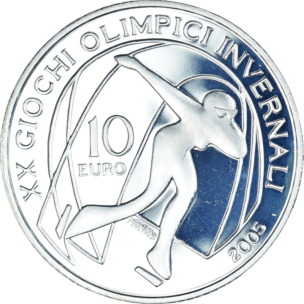 Italy, 10 Euro, 2006, Rome, Olympiade ~ Eisschnelllauf.BE, MS(65-70), Silver