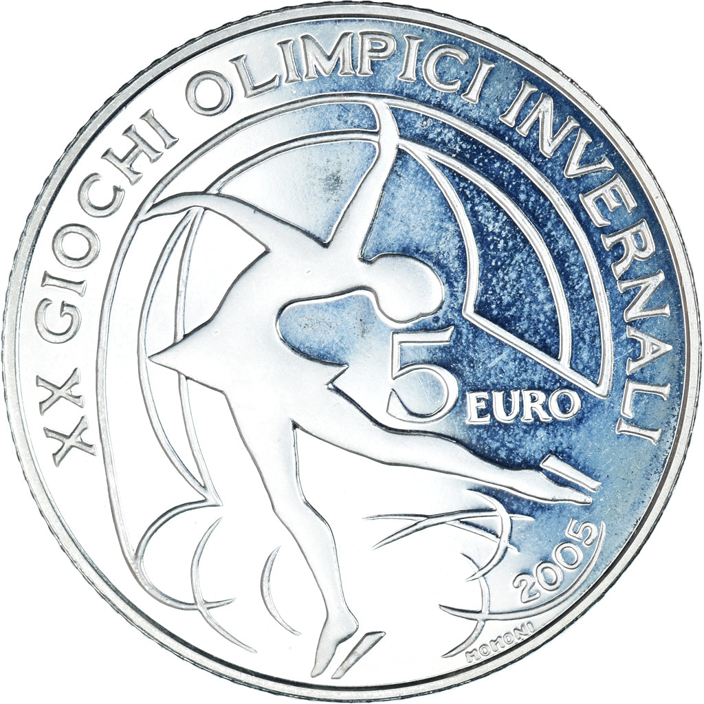 Italy, 5 Euro, 2006, Rome, 2006 Winter Olympics.BE, MS(65-70), Silver