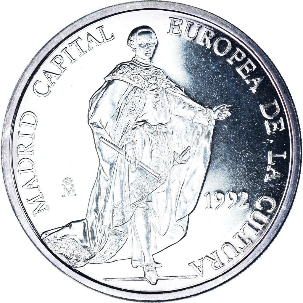 Spain, 5 Ecu, 1992, Madrid as European culture capital.BE, MS(65-70), Silver