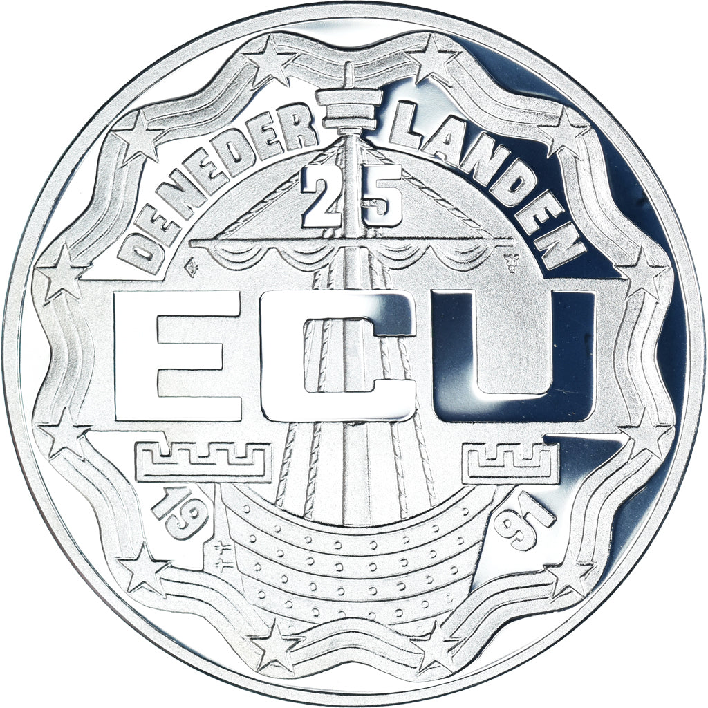 Moneta, Paesi Bassi, Beatrix, 25 Ecu, 1991, Utrecht, Erasmus.BE, FDC, Argento