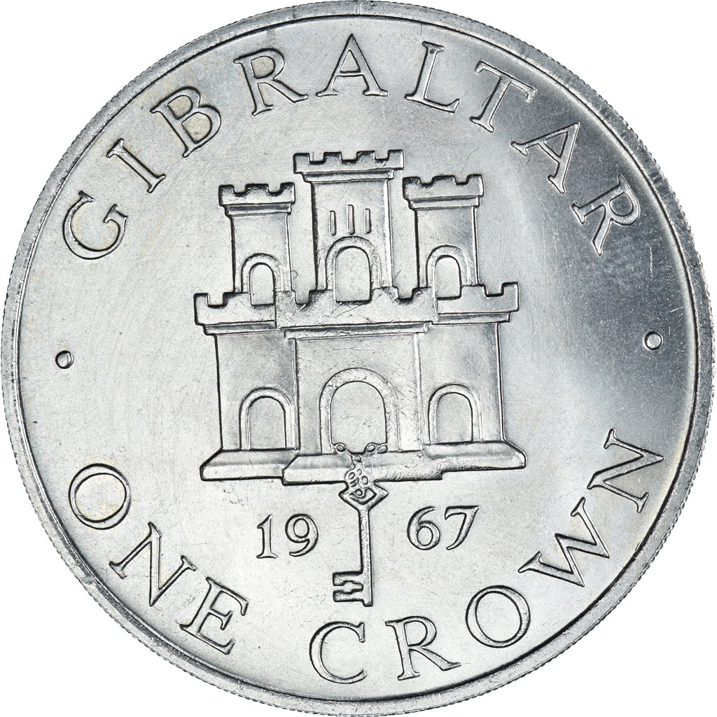 Monnaie, Gibraltar, Elizabeth II, Crown, 1967, SUP, Cupro-nickel, KM:4