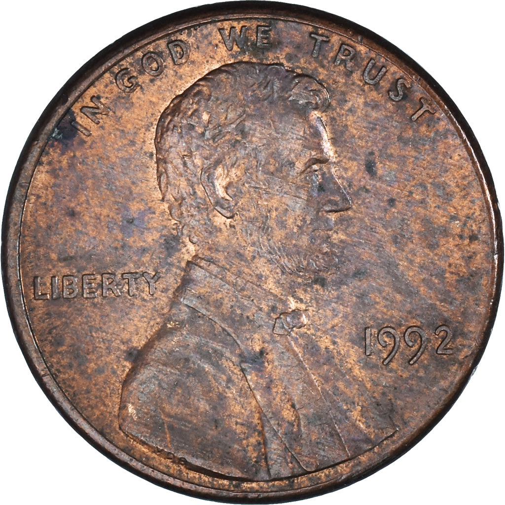 Monnaie, États-Unis, Lincoln Cent, Cent, 1992, U.S. Mint, Philadelphie, TB