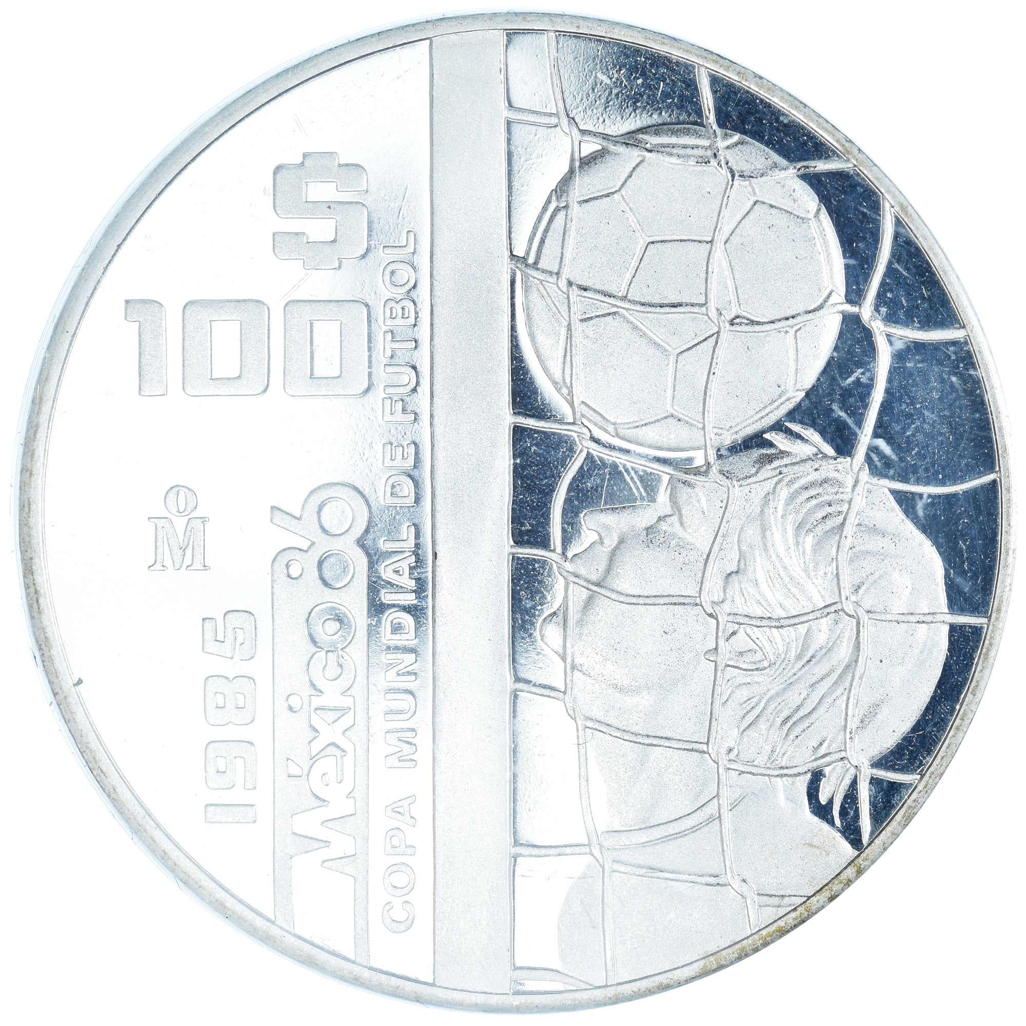 Moneda, México, 100 Pesos, 1985, Mexico City, Coupe du monde de football