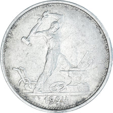 Coin, Russia, 50 Kopeks, 1924, Heaton, EF(40-45), Silver, KM:89.1