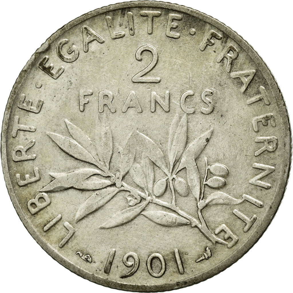 Coin, France, Semeuse, 2 Francs, 1901, Paris, EF(40-45), Silver, Gadoury:532