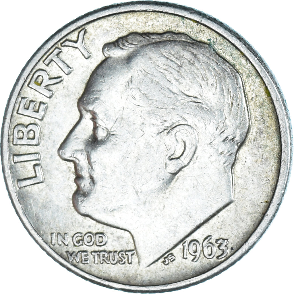 Moeda, Estados Unidos da América, Roosevelt Dime, Dime, 1963, U.S. Mint