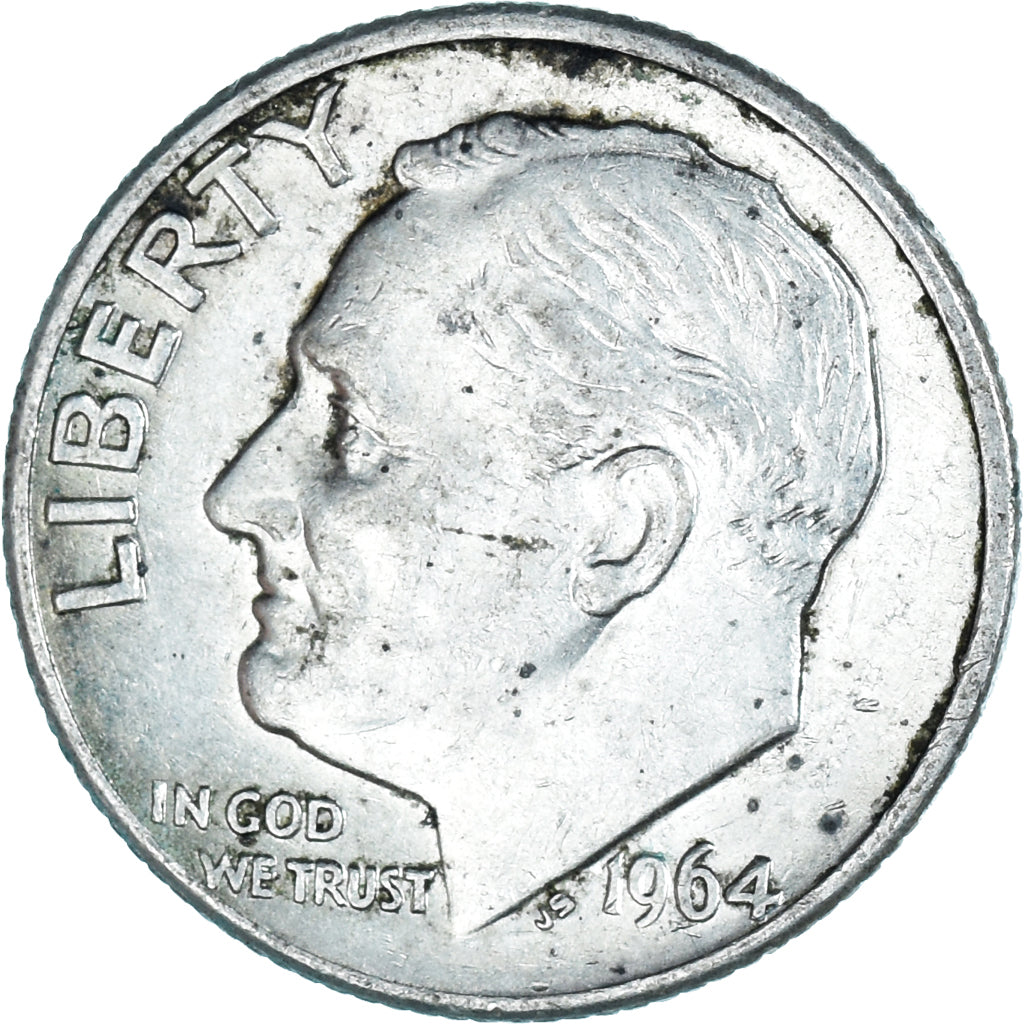 Moeda, Estados Unidos da América, Roosevelt Dime, Dime, 1964, U.S. Mint
