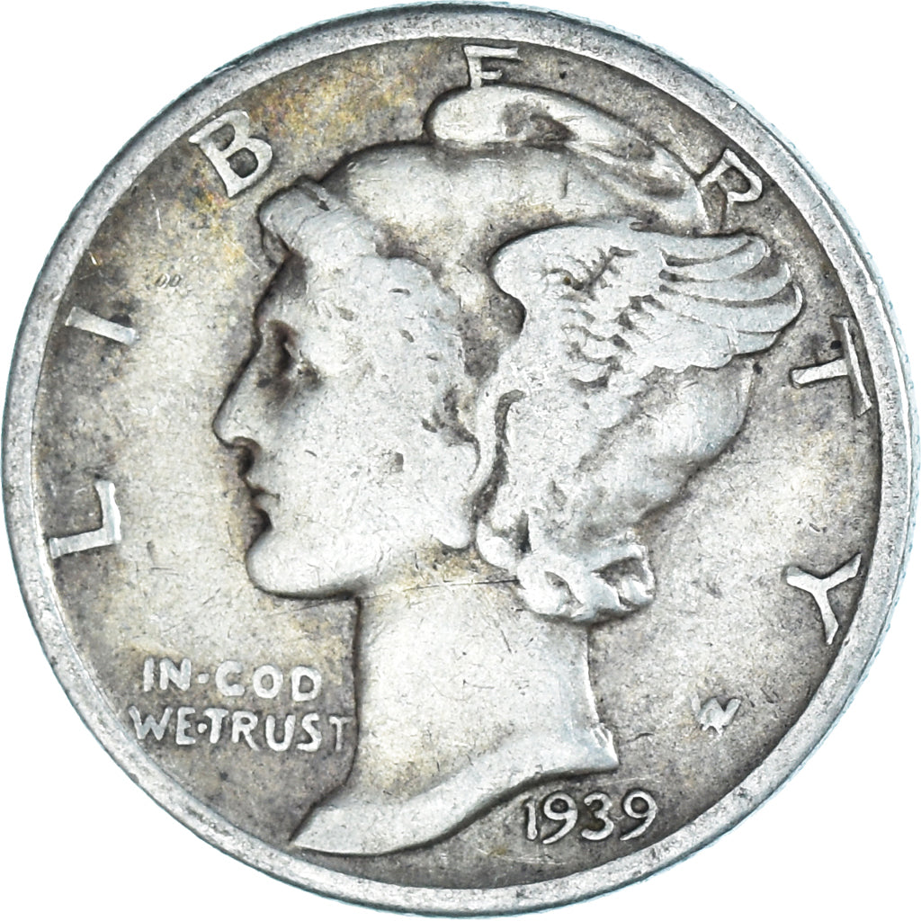 Coin, United States, Mercury Dime, Dime, 1939, U.S. Mint, Philadelphia