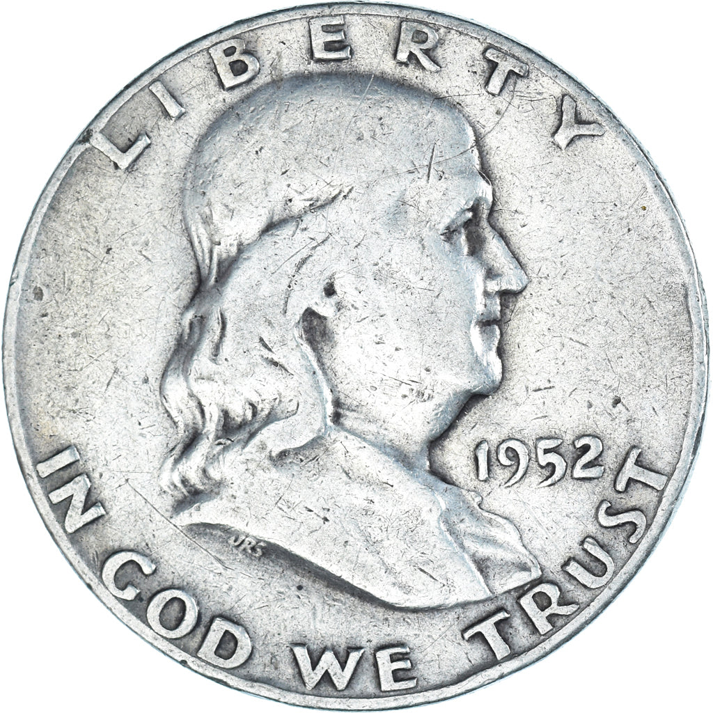 Coin, United States, Franklin Half Dollar, Half Dollar, 1952, U.S. Mint, Denver