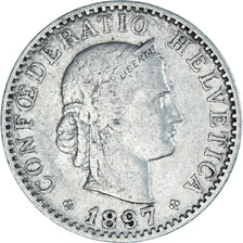 Moneda, Suiza, 20 Rappen, 1897, Bern, BC+, Níquel, KM:29
