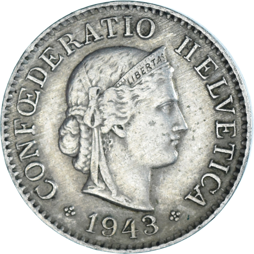 Munten, Zwitserland, 5 Rappen, 1943, Bern, FR+, Cupro-nikkel, KM:26