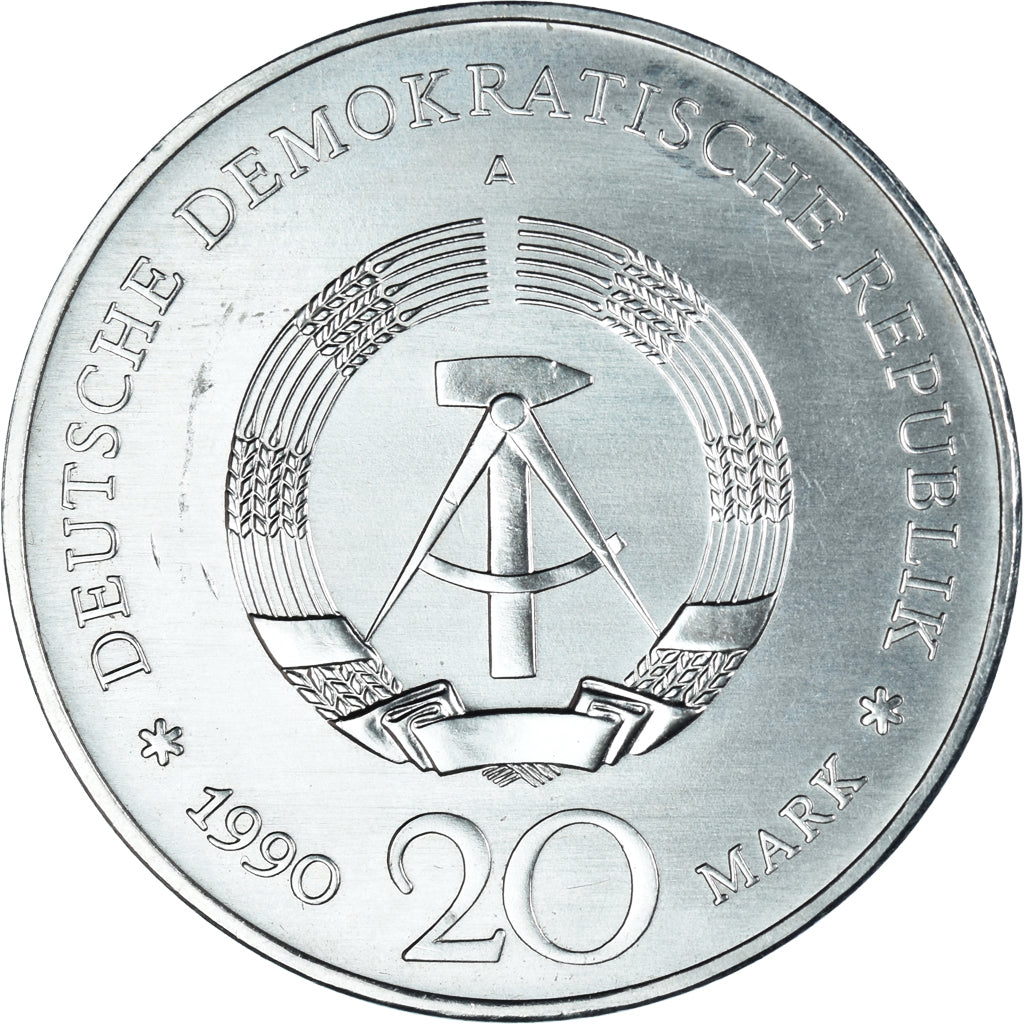 Coin, GERMAN-DEMOCRATIC REPUBLIC, 20 Mark, 1990, Berlin, MS(65-70), Silver