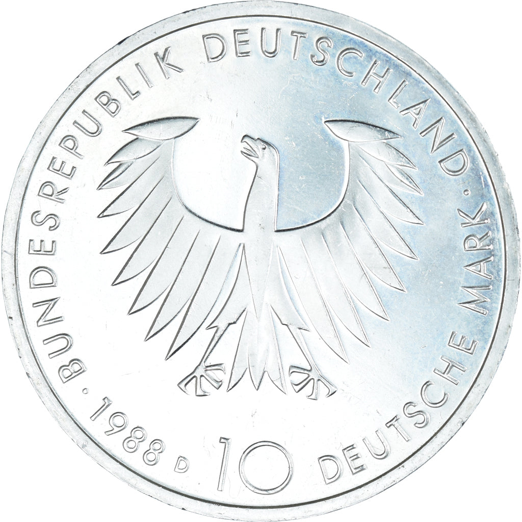 Moneda, ALEMANIA - REPÚBLICA FEDERAL, 10 Mark, 1988, Munich, Germany, MBC+