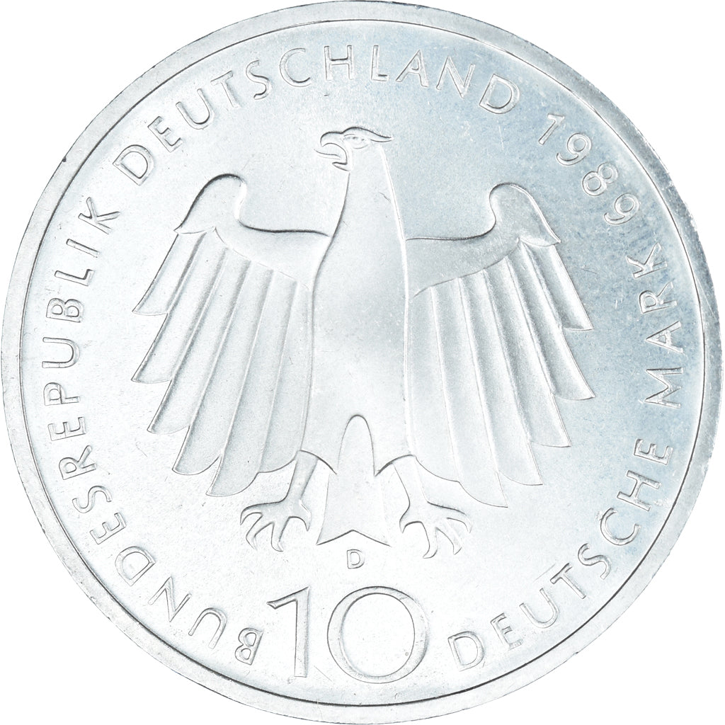 Coin, GERMANY - FEDERAL REPUBLIC, 10 Mark, 1989, Munich, Germany, AU(50-53)