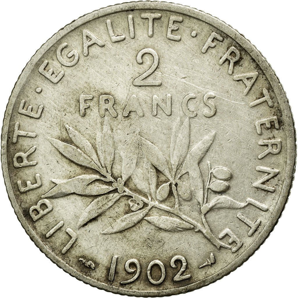 Coin, France, Semeuse, 2 Francs, 1902, Paris, EF(40-45), Silver, Gadoury:532