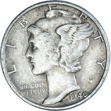 Monnaie, États-Unis, Mercury Dime, Dime, 1940, U.S. Mint, Philadelphie, TTB