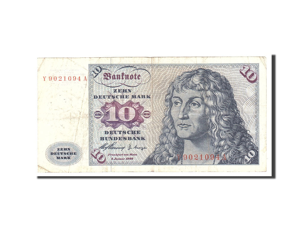 GERMANY - FEDERAL REPUBLIC, 10 Deutsche Mark, 1960, KM:19a, 1960-01-02, VF(20...