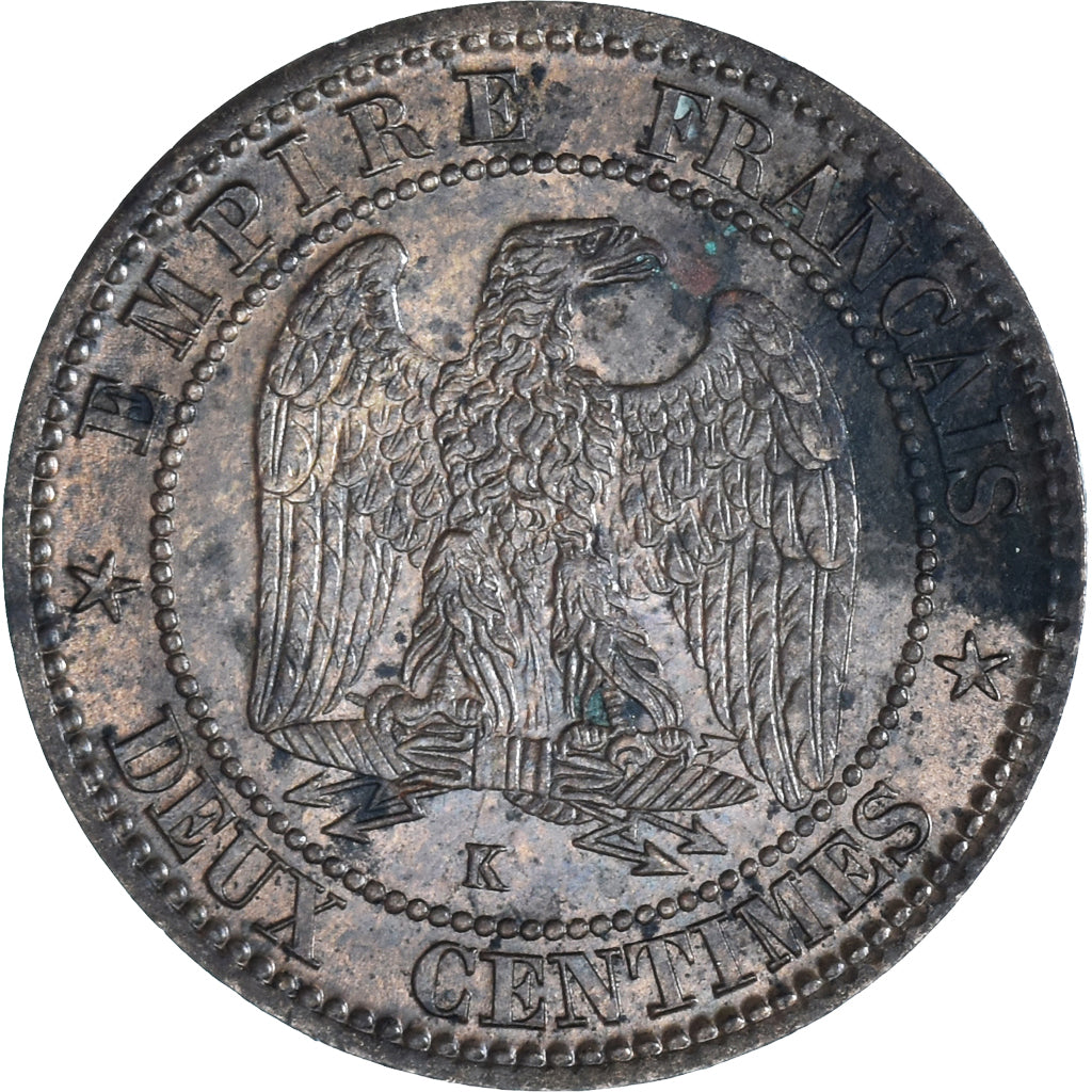 Moneta, Francja, Napoleon III, 2 Centimes, 1862, Bordeaux, VF(30-35), Brązowy
