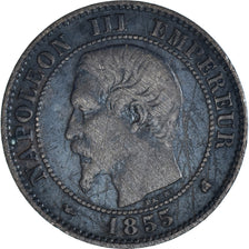 Moneda, Francia, Napoleon III, Napoléon III, 2 Centimes, 1855, Bordeaux, BC+
