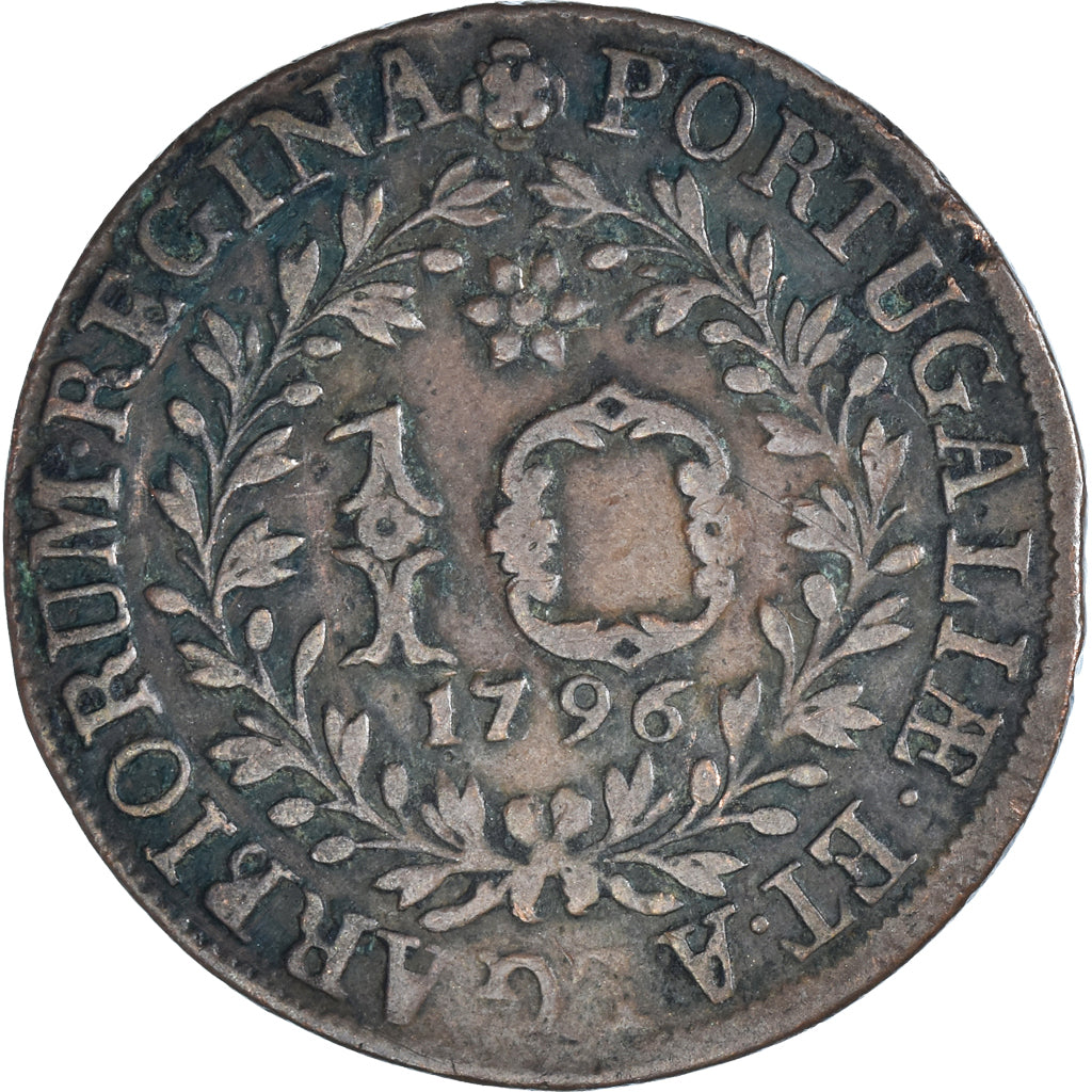 Münze, Portugal, 10 Reis, 1796, Maria I, S+, Kupfer, KM:KM# 5