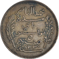 Coin, Tunisia, Muhammad al-Nasir Bey, 5 Centimes, 1912, Paris, EF(40-45)