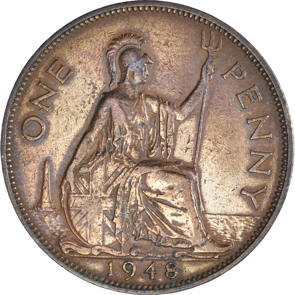 Moneta, Gran Bretagna, George VI, Penny, 1948, MB+, Bronzo, KM:845