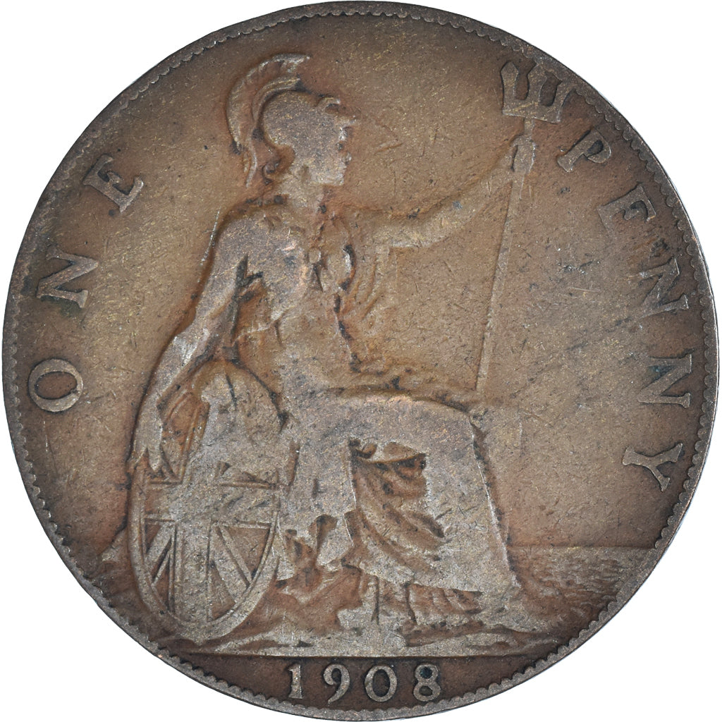 Münze, Großbritannien, Edward VII, Penny, 1908, S, Bronze, KM:794.2