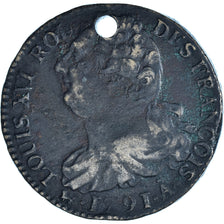 Monnaie, France, Louis XVI, 2 sols françois, 2 Sols, 1791, Paris, TB, Bronze