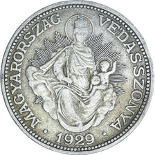 Moneda, Hungría, 2 Pengö, 1929, Budapest, MBC, Plata, KM:511