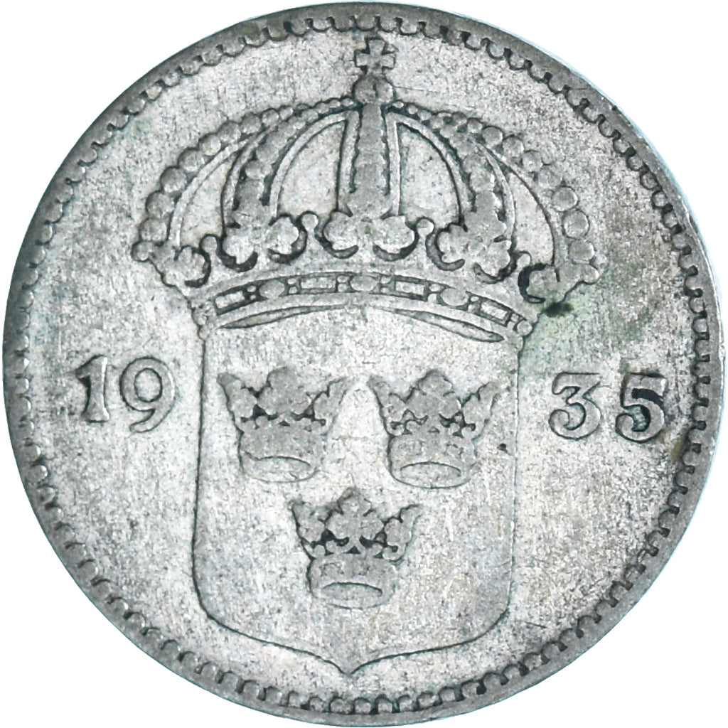Moneta, Szwecja, Gustaf V, 10 Öre, 1935, VF(30-35), Srebro, KM:780