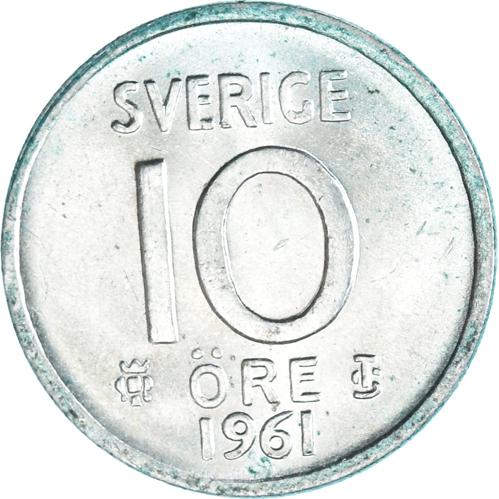 Coin, Sweden, Gustaf VI, 10 Öre, 1961, EF(40-45), Silver, KM:823