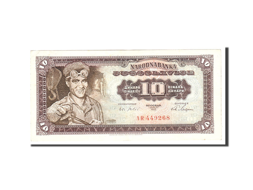 Yugoslavia, 10 Dinara, 1965, KM:78a, 1965-08-01, AU(50-53)