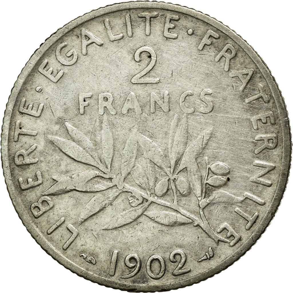 Coin, France, Semeuse, 2 Francs, 1902, Paris, EF(40-45), Silver, Gadoury:532