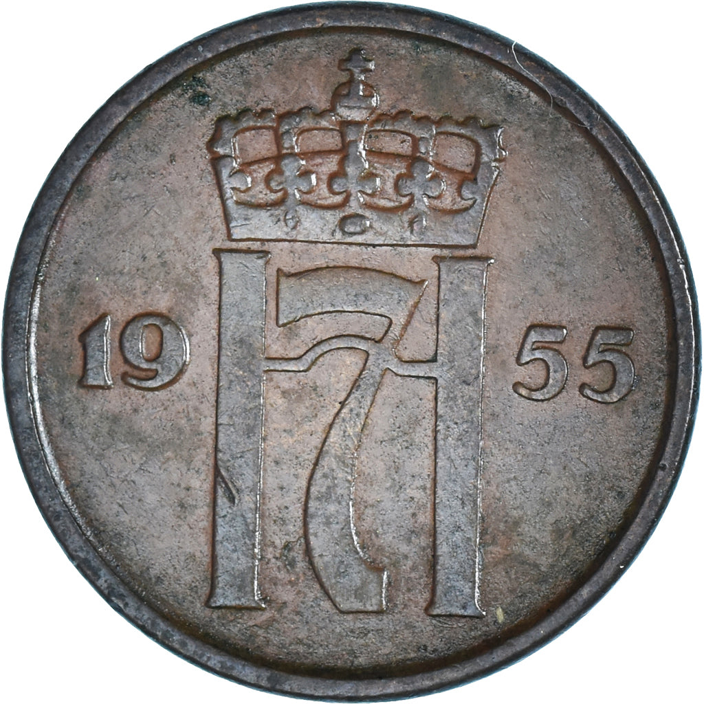 Münze, Norwegen, 2 Öre, 1955, SS, Kupfer-Nickel