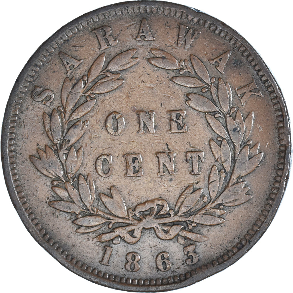 Coin, Sarawak, James Brooke, Cent, 1863, VF(20-25), Copper, KM:3