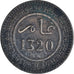 Moneta, Marocco, 'Abd al-Aziz, 10 Mazunas, AH 1320/1902, MB+, Bronzo, KM:17.2