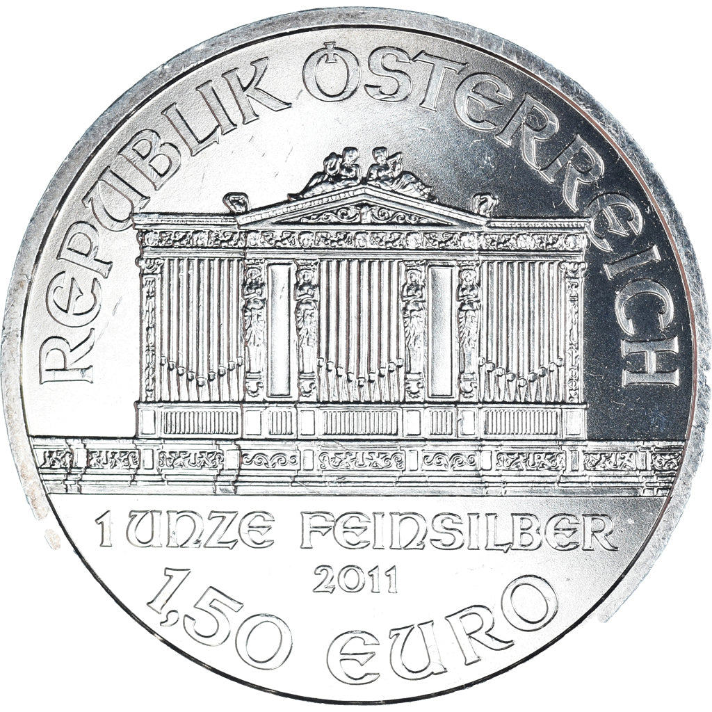 Oostenrijk, Philharmonic Orchestra, 1-1/2 Euro, 2011, Vienna, UNC-, Zilver