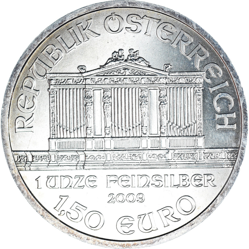 Austria, Philharmonic Orchestra, 1-1/2 Euro, 2009, Vienna, SC, Plata, KM:3159