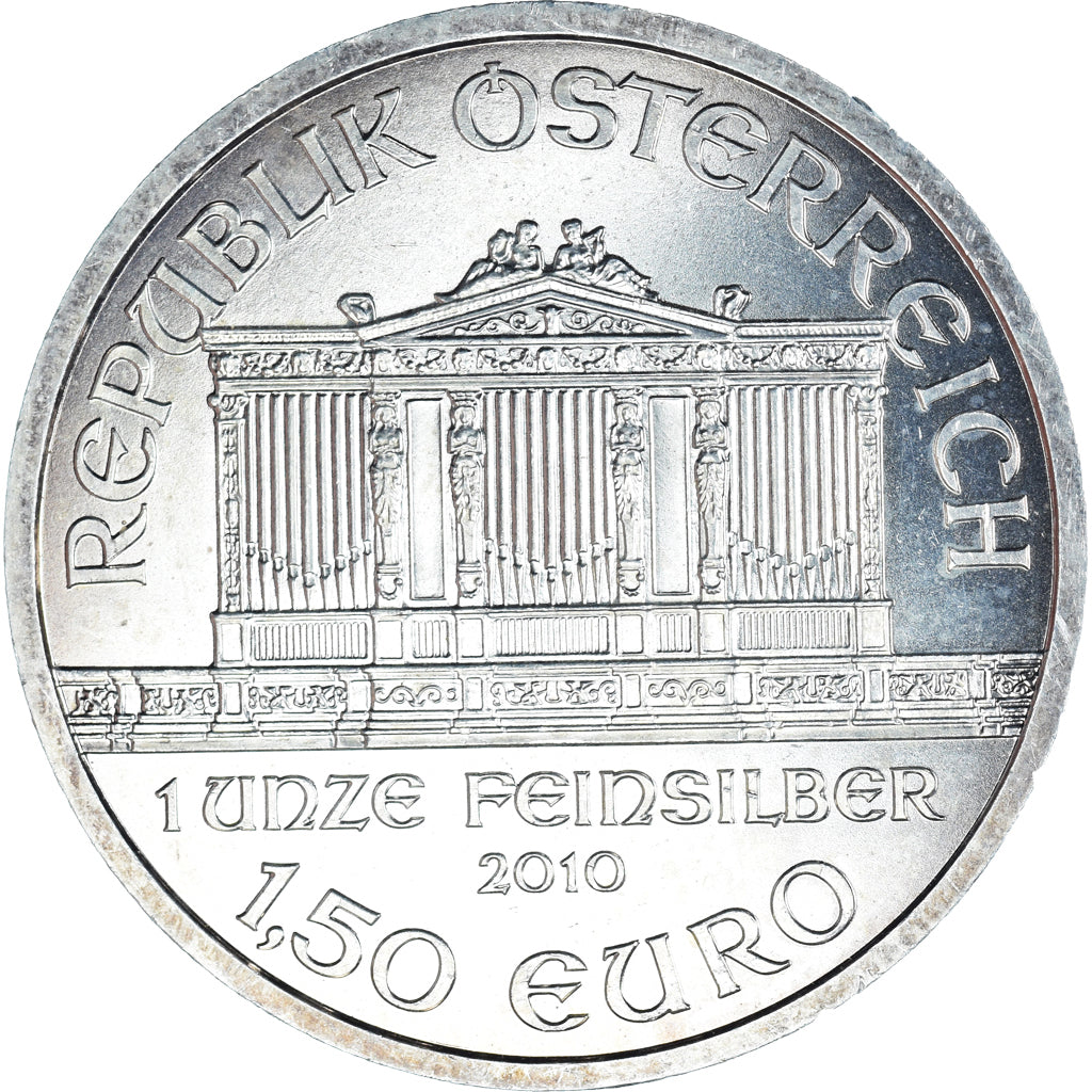 Austria, Philharmonic Orchestra, 1-1/2 Euro, 2010, Vienna, MS(63), Silver