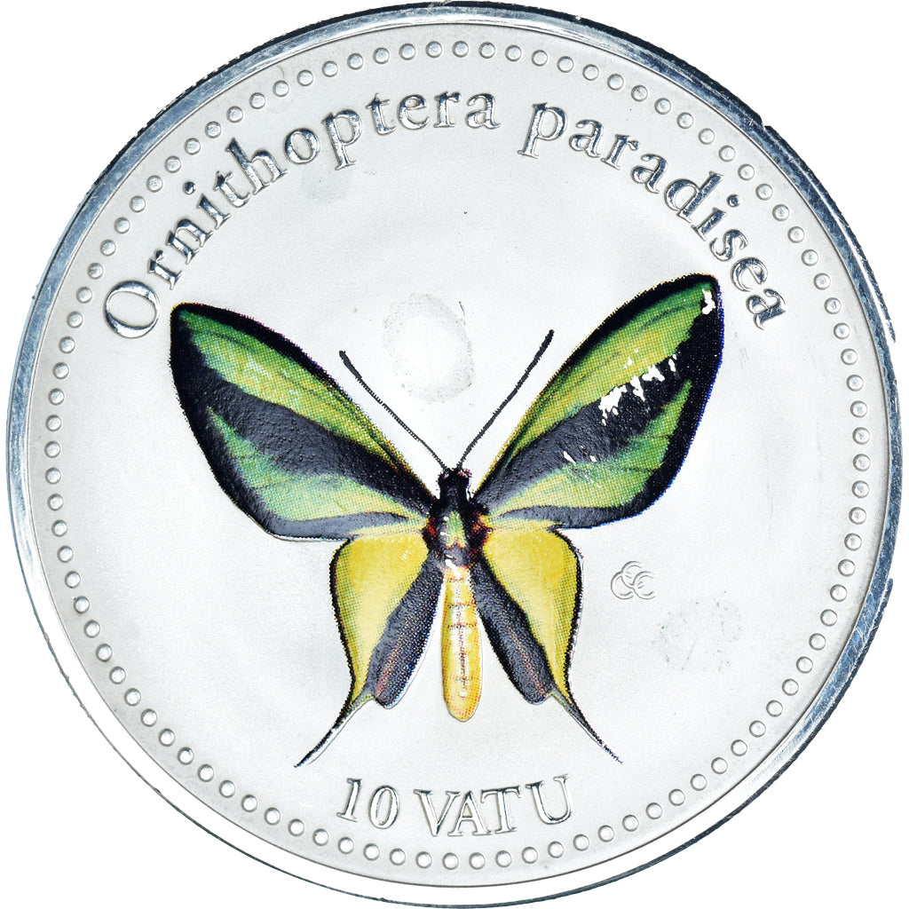 Coin, Vanuatu, 10 Vatu, 2006, Multicolor butterfly (Ornithoptera Paradisea)