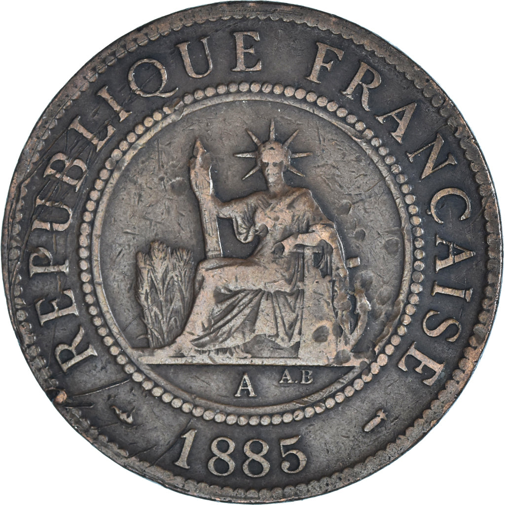 Coin, FRENCH INDO-CHINA, Cent, 1885, Paris, VF(30-35), Bronze, KM:1, Lecompte:37