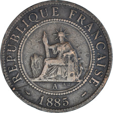 Coin, FRENCH INDO-CHINA, Cent, 1885, Paris, VF(30-35), Bronze, KM:1, Lecompte:37