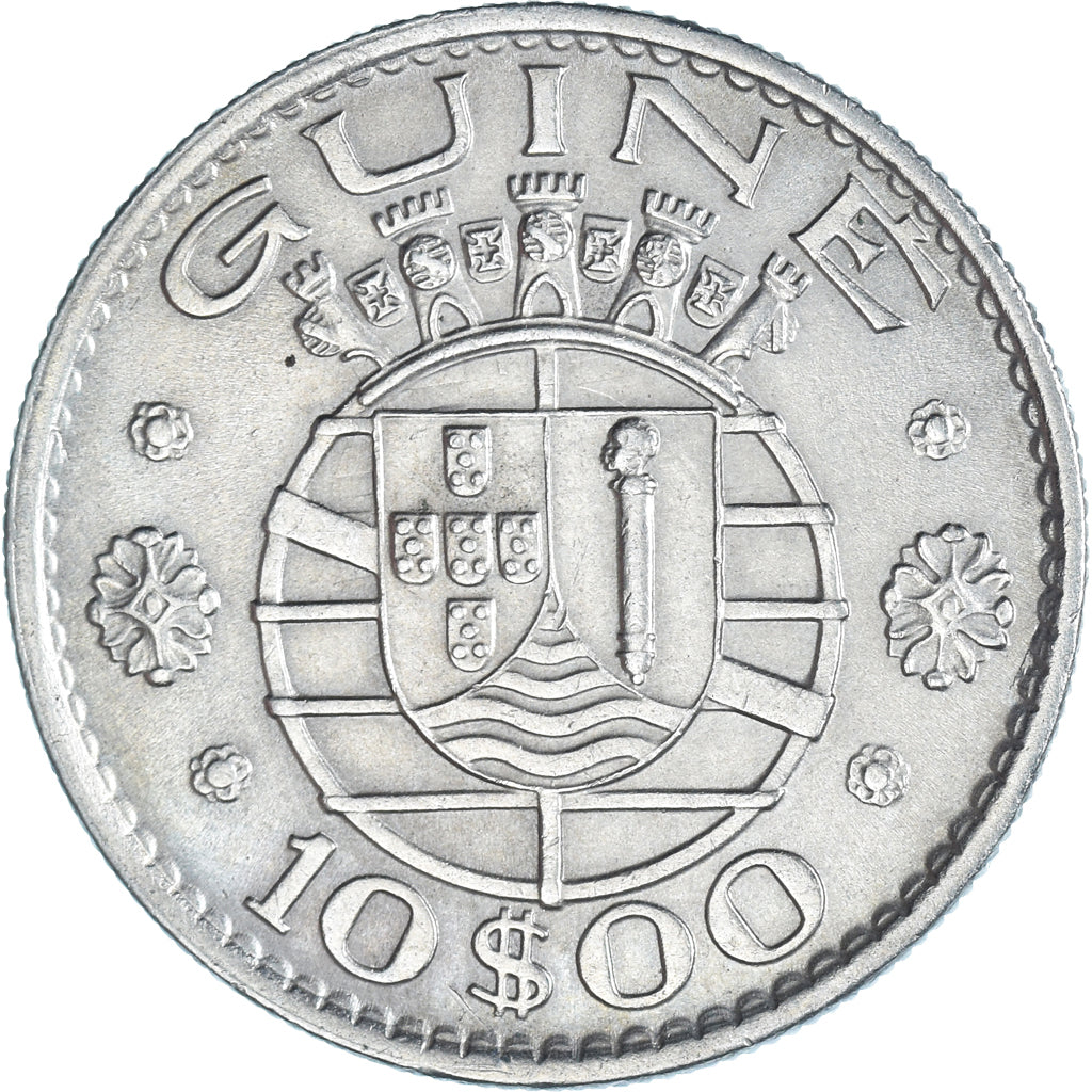 Moeda, Portugal, 10 Escudos, 1973, Guinea-Bissau, AU(55-58), Cobre-níquel