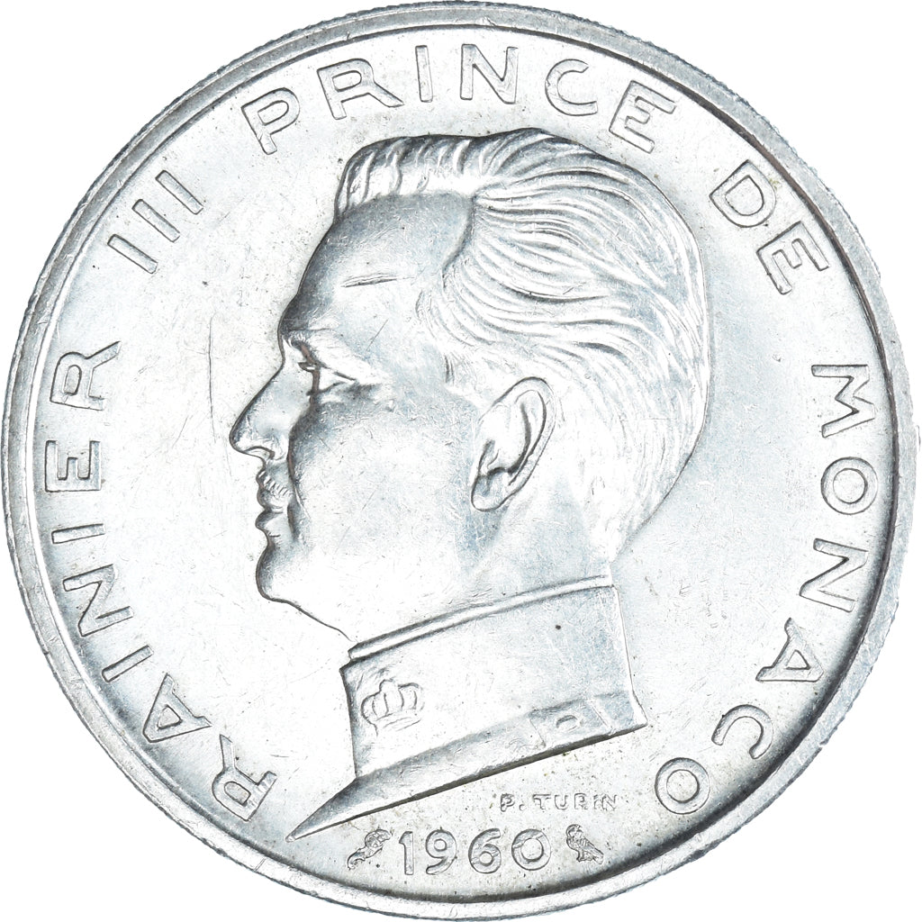 Coin, Monaco, Rainier III, 5 Francs, 1960, EF(40-45), Silver, KM:141