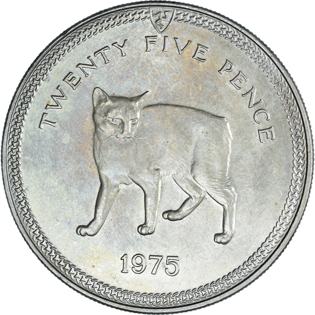 Monnaie, Île de Man, Elizabeth II, 25 Pence, 1975, Pobjoy Mint, TTB, Argent