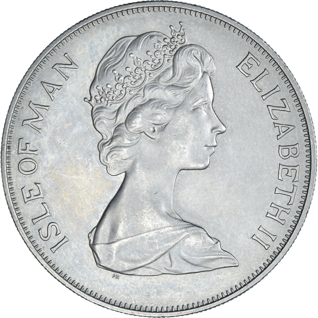 Coin, Isle of Man, Elizabeth II, Crown, 1977, Pobjoy Mint, EF(40-45), Silver