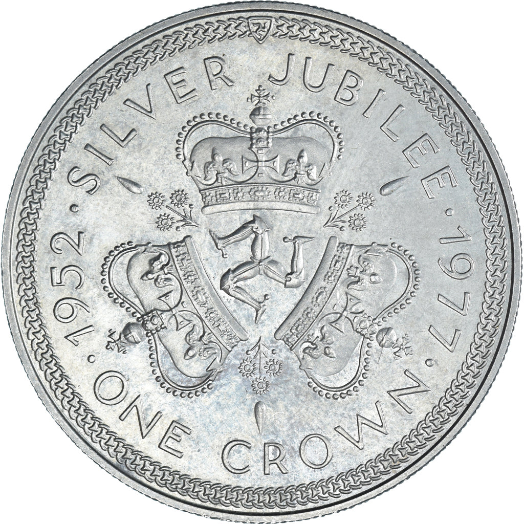 Coin, Isle of Man, Elizabeth II, Crown, 1977, Pobjoy Mint, EF(40-45), Silver