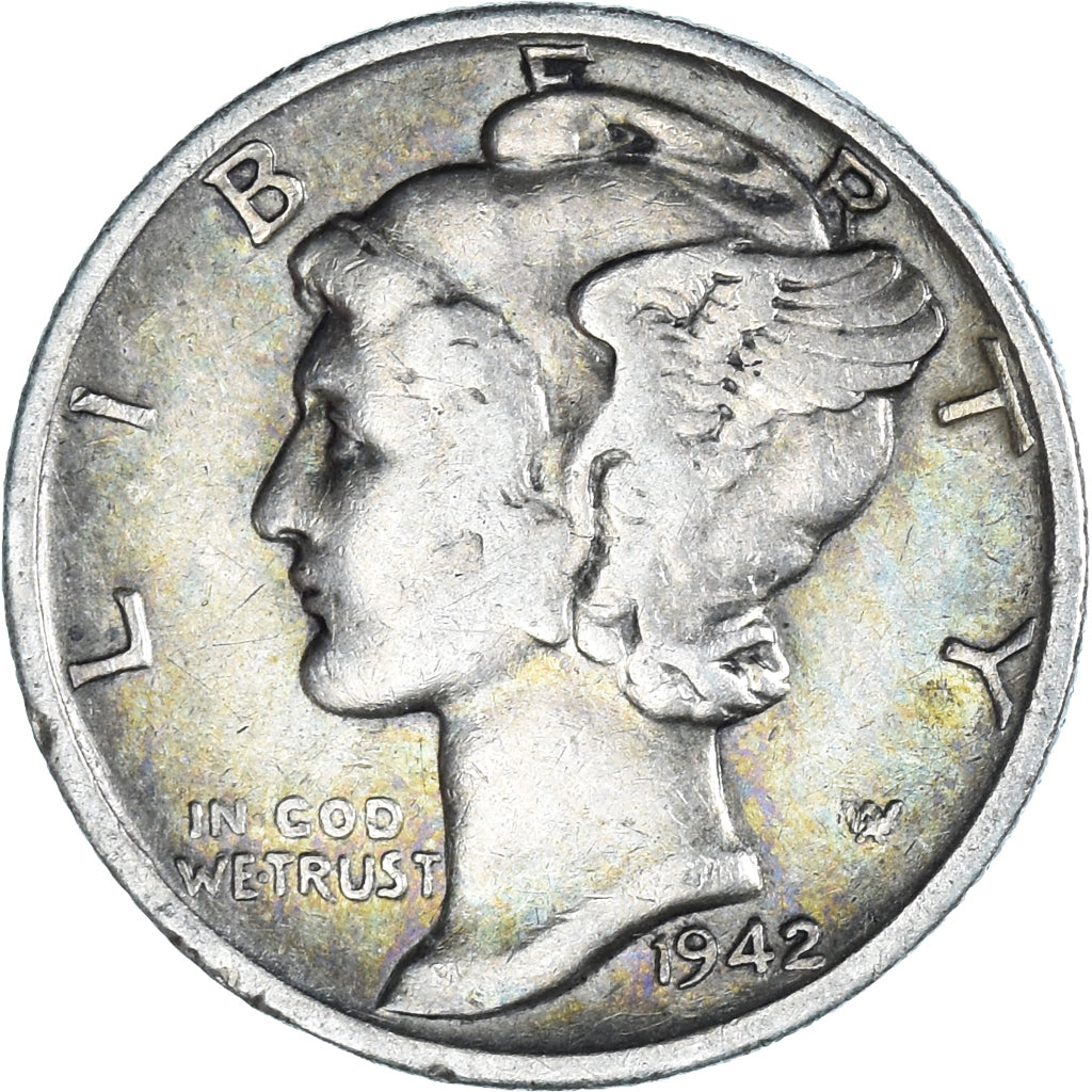 Monnaie, États-Unis, Mercury Dime, Dime, 1942, U.S. Mint, San Francisco, TTB
