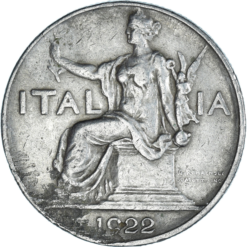 Moneta, Włochy, Vittorio Emanuele III, Lira, 1922, Rome, F(12-15), Nikiel