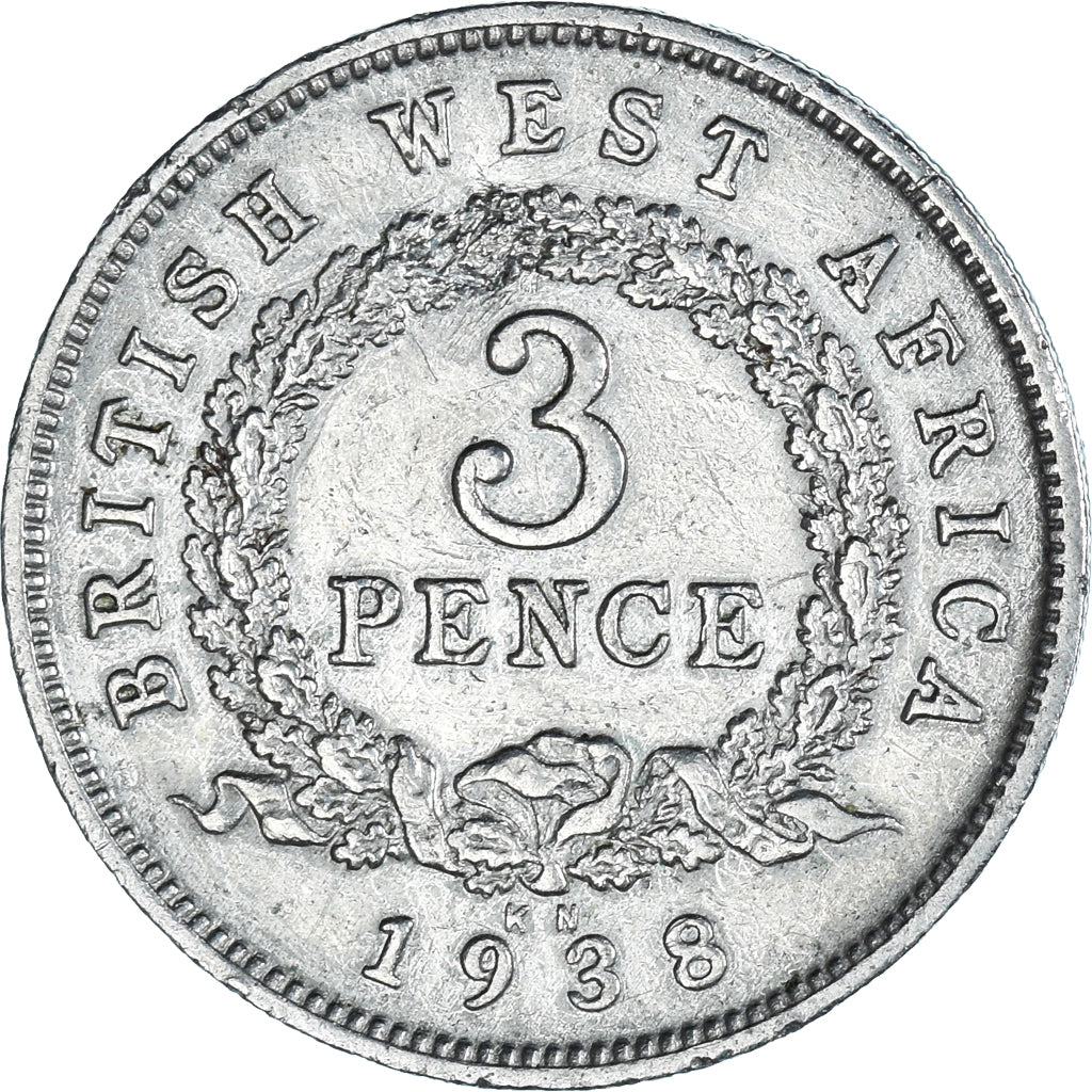 Coin, BRITISH WEST AFRICA, George VI, 3 Pence, 1938, EF(40-45), Copper-nickel